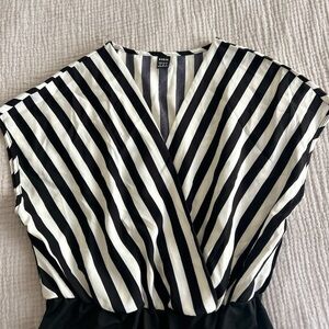 Chic Black and White Striped Women's Top